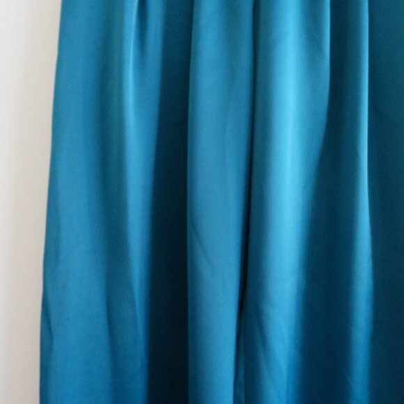 ZENA PRESLEY Teal Satin Palazzo Wide Leg Pants Drapey - Women's Size M - Picture 9 of 15